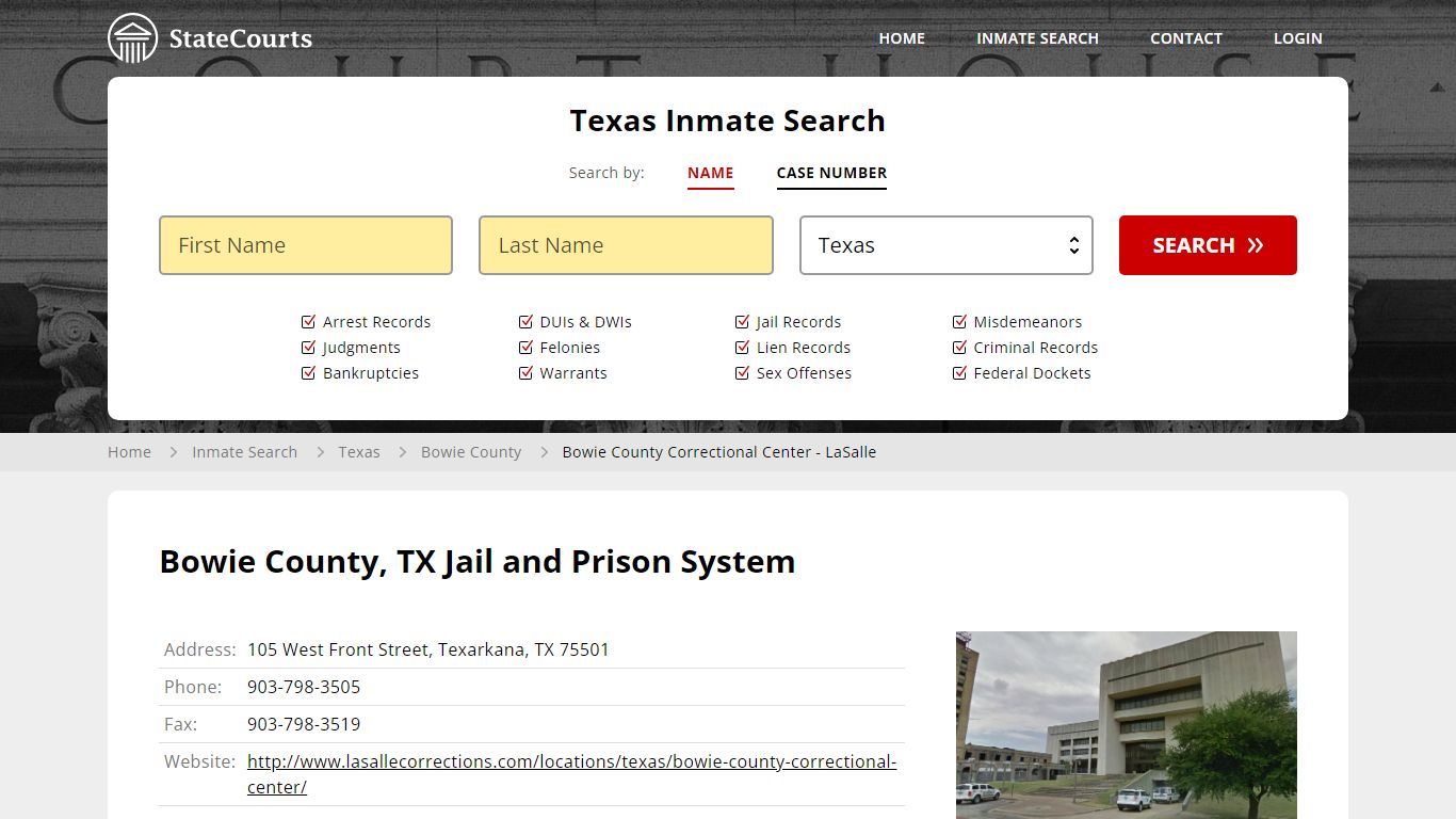 Bowie County, TX Jail and Prison System - State Courts