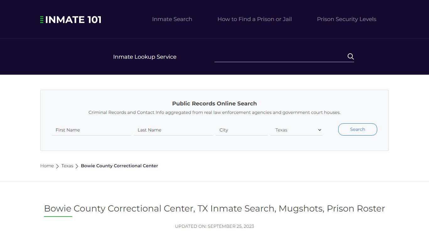 Bowie County Correctional Center, TX Inmate Search, Mugshots, Prison Roster